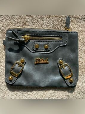 Compact cyber grunge faux leather clutch